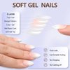 6 Packs Press On Nails Almond, Misssix French Tip Press On Nails Short, Reusable Glue On Nails, Gel Fake Nails for Women, Stick On Nails Kit 15 Sizes-6 styles in total (6in1-Nails-A)