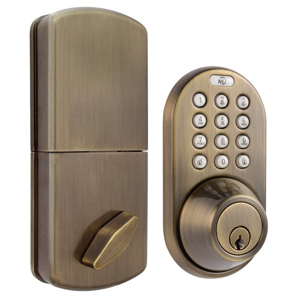 MiLocks DF-02AQ Electronic Keyless Entry Touchpad Deadbolt Door Lock, Antique Brass