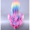 BERON Rainbow Wig Long Wavy Wig Rainbow Wig for Women Girls Colorful Wig for Cosplay Party Long Wig Multicolor Wigs with Wig Cap