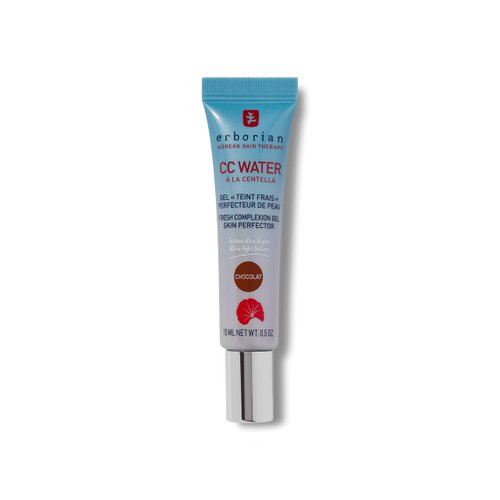 Erborian CC Water with Hyaluronic Acid, Chocolate - Ultra-Light Aqua Gel Color Corrector with Centella Asiatica & Hyaluronic Acid - Plump, Softer & Hydrated Skin - Korean Skincare Perfector - 0.5 Oz