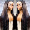 Ice Pear 250% Density 28 Inch 13x6 Lace Front Wigs Human Hair Pre Plucked Straight HD Transparent Lace Front Wigs Human Hair Glueless Frontal Wigs Human Hair for Black Women with Baby Hair