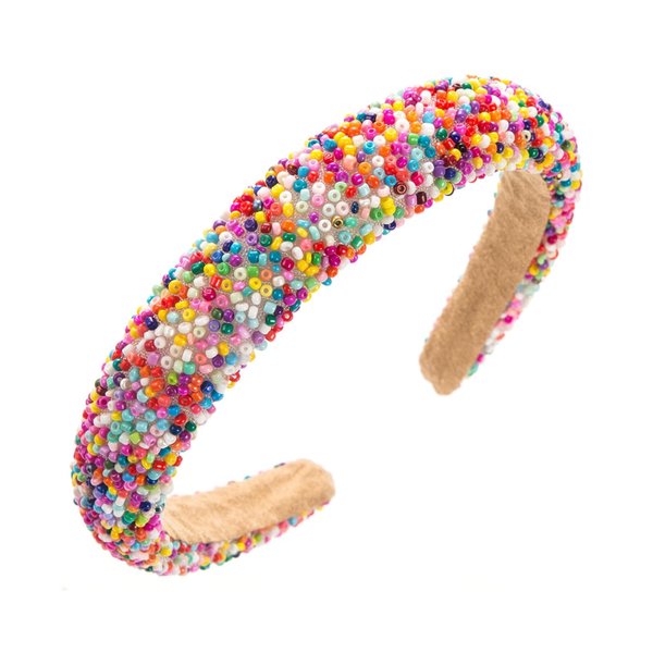 Padded Headbands for Women Colorful Beaded Embellished Headbands, Non Slip Candy Headbands Fashion Womens Headbands Cute Sprinkle Headbands Hair Accessories Gifts (A01 - Colorful Beaded)