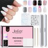 10Packs Press on Nails Short Square, Jofay Fashion Solid Color Fake Nails with Glue, Reusable Acrylic False Nails with Design…