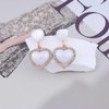 Sttiafay Vintage Rhinestone Heart Drop Earrings Opal Heart Stud Earrings Moonstone Heart Earrings Gold Crystal Heart Dangle Earrings Jewelry for Women and Girls