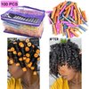100pcs Perm Rods Set for Natural Hair 5 Sizes Cold Wave Rods Hair Rollers for Women Hair Curling Rods for Long Medium Small Hair Curler Styling DIY Hairdressing Tools（Orange+Purple+Gray+Blue+Yellow）