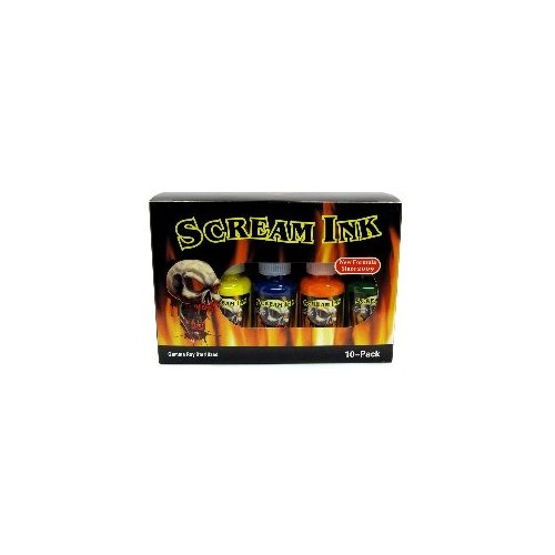 Scream Tattoo Ink 10-pack Set 1-oz Bottles -Tattoo Supplies-