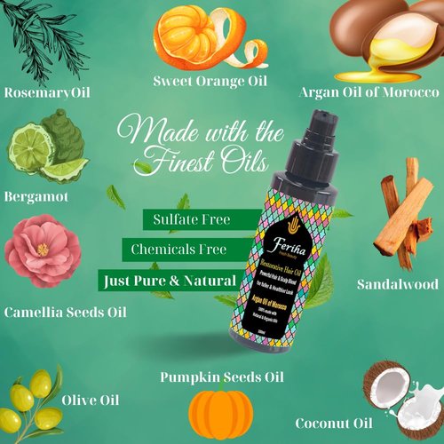 Restorative Hair Oil - Blend of Moroccan Argan Oil - Natural Shine, Defines Curls, Reduces Frizz, for Thicker Fuller Manageable & Healthier Look - 3.38 Fl Oz