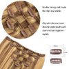 5 Pieces 12" Remy Clip in Ombre Hair Extensions Human Hair Light Blonde Mixed Golden Blond Highlights - Silky Straight Long Thick Real Hair Extensions for Women Fashion (12 inches, 16/22, 60grams)