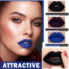 IONSGAKO 3PCS Dark Purple Blue Black Matte Liquid Lipstick Set Velvet Black Lip Gloss, Non-Stick Cup, Non-Fade Lip Stain Waterproof Long Lasting Lipstick for Halloween Goth Black Lip Makeup-Set 07