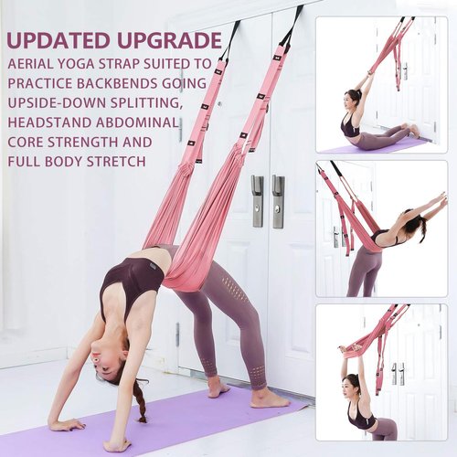 Yoga Stretching Strap, Leg stretcher Backbend Assist Trainer Enhance Body Flexibility Stretch Strap with Aerial Yoga Swing Great for Ballet Yoga Cheerleading Normal Exercise Stretching (Pink)
