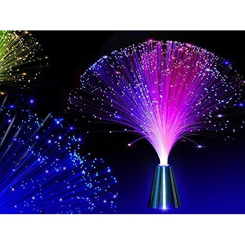 2Pcs LED Colourful Changing Fibre Fiber Optic Fountain Night Light Calming Lamp Christmas