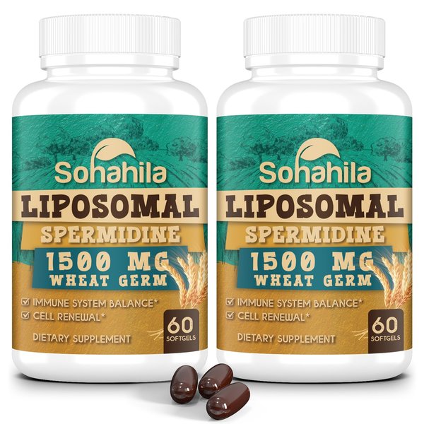 15MG Spermidine Supplement, Liposomal Spermidine for Women & Men, High Absorption,99% Pure, Non-GMO, Femented Wheat Germ Extract 1500MG with Zinc for Cell Renewal, Aging Defense, 120 Softgels