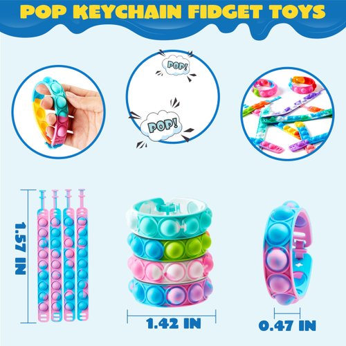 JOYIN Pop Fidget Toys pops Bulk 50 Pack Party Favors for Kids 4-8,8-12 Year, Fidget Bracelets Sensory Toys for Classroom Birthday Carnival Prizes Gifts Goodie Bags Stuffers for Kids