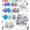 Metallic Balloon garland kit 135Pcs Disco Party decorations with Chrome Blue Red Purple Silver Disco ball balloons for 80s 90s Themed Birthday graduation 2025 new year Party eve Decorations