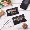 BENECREAT 30pcs 5x3x1.5 Inches Black Kraft Paper Pillow Boxes with Clear Window, Candy Packaging Box Treat Box for Birthday Wedding Party