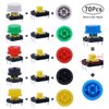 TWTADE/70pcs 4 Pin Tact Tactile Push Button Switch Momentary 12x12x7.3mm with Multicolored Switch Cap (Each Color 10pcs)