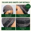 KLAIYI Bye Bye Knots Glueless Wig Yaki Straight 7x5 Pre Cut Lace Front Wigs Human Hair Put On and Go Wigs for Beginners Pre Bleached Pre Plucked No Glue 30S Easy to Wear Kinky Wigs for Women 14Inch