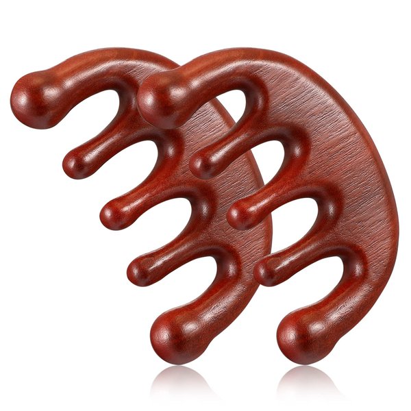 2 Pcs Gua Sha Comb Natural Sandalwood Wide Tooth Scraping Scalp Massager Comb Head Massager Body, Head, Neck, Hands and Legs for Women Men