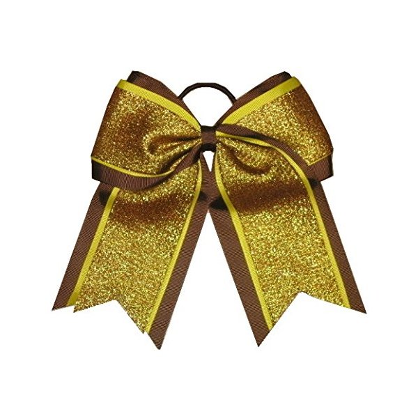NEW "SHIMMER Brown" Cheer Bow Pony Tail 7 Inch Girls Hair Bows Cheerleading Dance Practice Football Games School Uniform Competition Grosgrain Ribbon Fall Thanksgiving