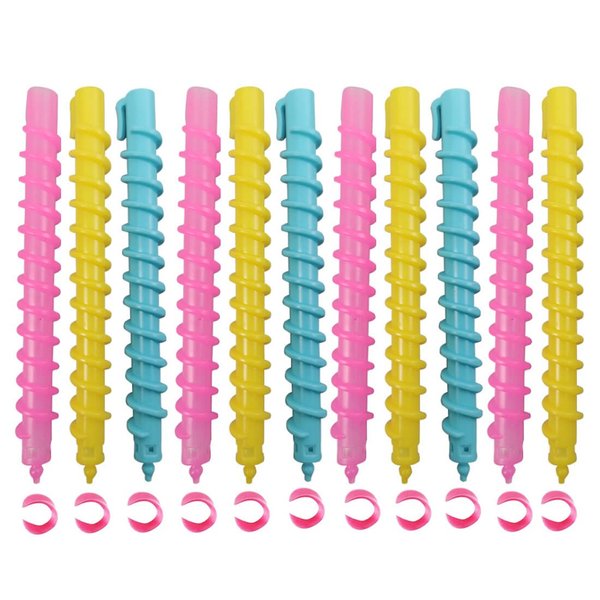18PCS Plastic Spiral Hair Perm Rods Barber Hairdressing Hair Rollers Salon Tools for Women Girls Random Colors(7.3inch)
