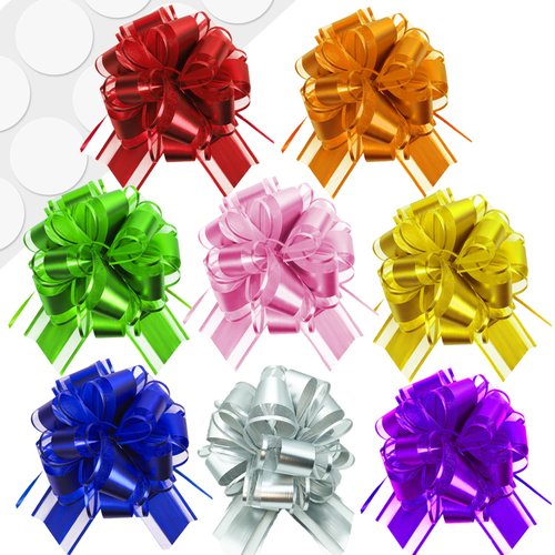 SZXFUWEI Pull Bows for Gift Wrapping: 8 PCS 6-Inch Waterproof Multiple Colors Bows - Reusable Birthday Ribbon Bow for Wrapping Boxes & Decorative Accents
