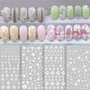 8 Sheets Flower Nail Art Stickers White Flower Nail Decals 3D Self Adhesive White Cherry Blossoms Nail Art Design Floral Nail Art Supplies for Acrylic Nail Women Girls Manicure DIY Decoration