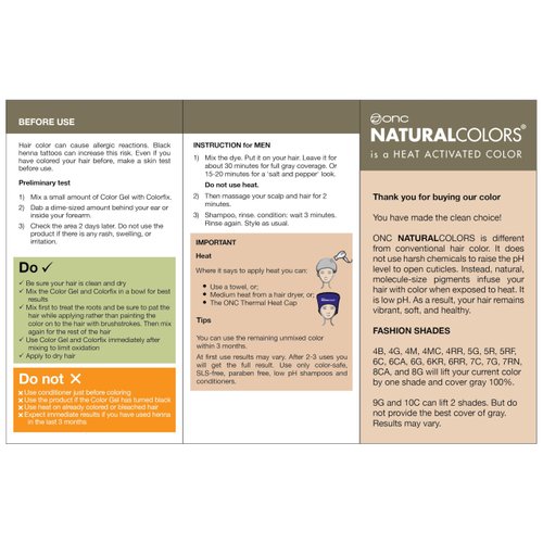 ONC NATURALCOLORS 6KR Chocolate Brown Red (Pack of 4) 4 fl. oz. (120 mL) Heat Activated Healthy Permanent Hair Dye with Certified Organic Ingredients, Ammonia Free, Vegan Friendly, 100% Gray Coverage