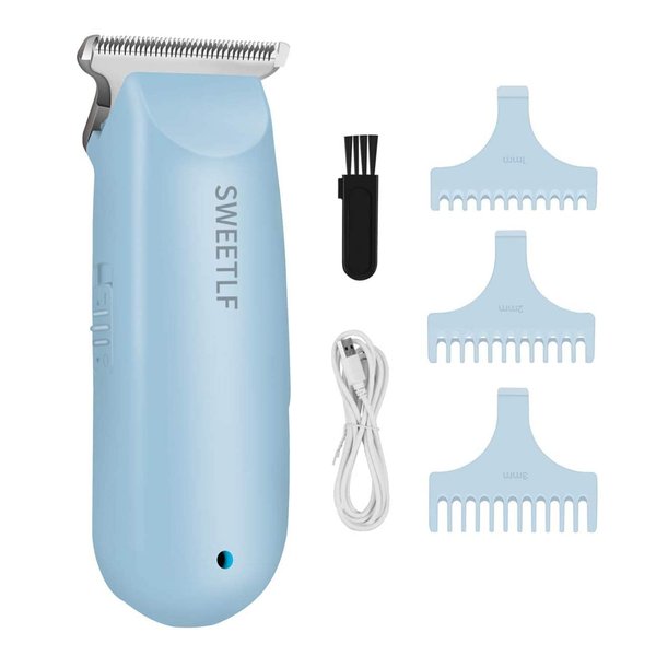 SweetLF Hair Clippers, Silent Cordless Hair Trimmer, Mini Hair Cutting Kit with 3 Guide Combs, Portable & USB Rechargeable Haircut Clippers for Men Women Kids (Blue)