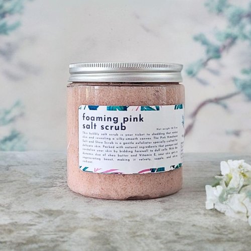 Pink Himalayan Salt And Shea Scrub, Exfoliate and Soothing (10 oz)