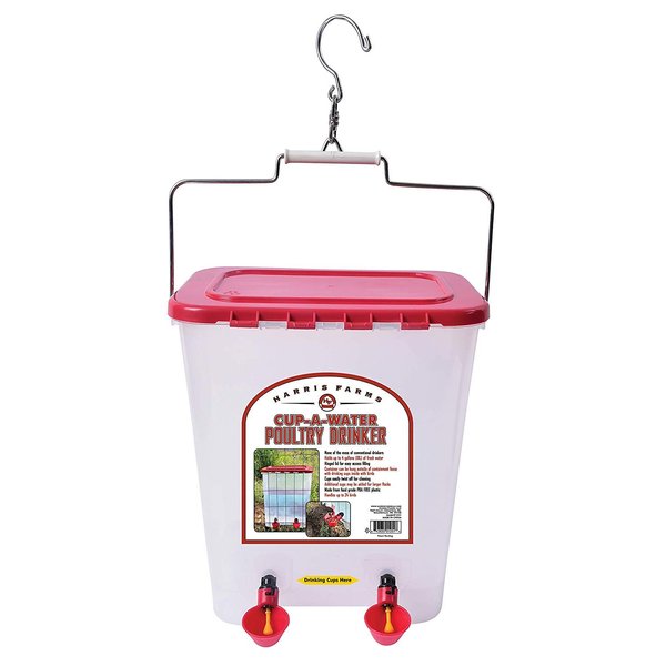 Harris Farms 1000310 Cup-A-Water, 4 Gallon Poultry Drinker, RED