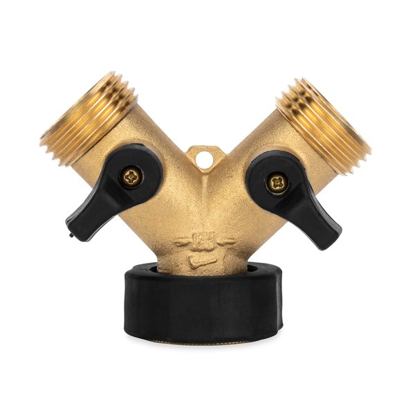 Camco Solid Brass Water Wye Valve- Easy Grip Valve Handles and Simple Water Hose Connection CSA Low Lead Certified - (20123)