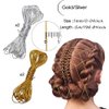 4 Pieces 5M Elastic Cords Braids Hair Dreadlock Braids Hair Accessories Metallic Tinsel Stretch Cord Ribbon Gold Silver String Jewelry Thread for Hair Braiding Ornament Hanging and Gift Wrapping