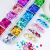 Heart Nail Art Glitter Sequins 3D Holographic Valentine's Day Nail Art Sticker Decals Laser Love Heart Confetti Glitter Flakes for Women Girls Acrylic Manicure Make Up DIY Valentines Nail Decoration