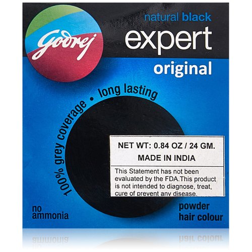 Godrej Natural Black Expert Powder Hair Color, 24 Gram