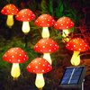 Windpnn Upgraded 8-Pack Red Solar Mushroom Lamp for Garden Decor, 8 Modes Solar Garden Lights Outdoor Waterproof Mushroom Solar String Lights for Christmas Halloween Garden Pathway Yard Lawn