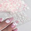 Flower Nail Art Stickers 3D Self Adhesive Pink White Nail Designs Nail Decals Nail Stickers Nail Art Supplies Pink Flower White Flower Nail Stickers for Nail Decorations Manicure Tips 30 Sheets