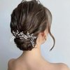 Foryysa Bridal Wedding Hair Pins for Women Silver Vine Headwear Pearl Rhinestone Leave Elegant Handmade Sparkly Bride Design (2 pcs)