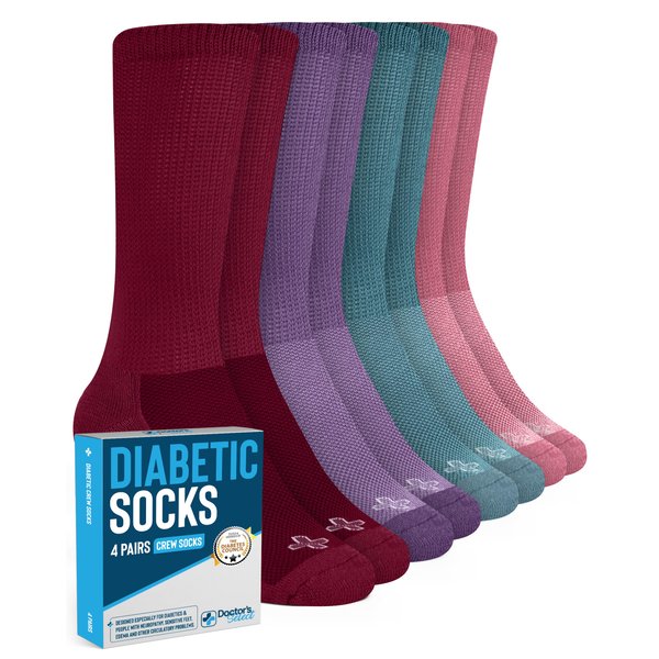 Doctor's Select Diabetic Socks for Women and Men - 4 Pairs Non Binding Socks | Diabetic Socks Women | Womens Diabetic Socks