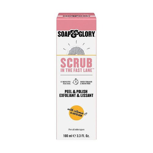 Soap & Glory Peel & Polish Two Minute Facial - Exfoliating Face Scrub with Vitamin C - Citrus Scented Skin Brightening Face Exfoliator with Lactic Acid & Salicylic Acid (100 ml)