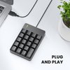Wired Number Pad, USB Numeric Keypad 19 Key Number Keypad Keyboard for Laptop PC Computer Notebook, Big Print Letters - Black