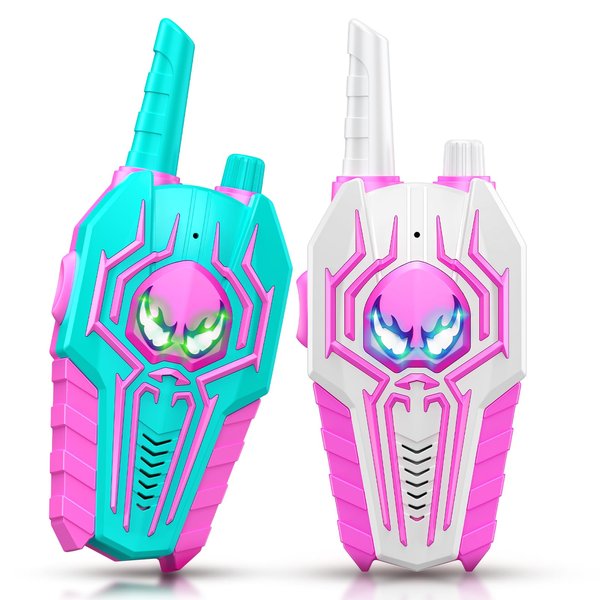 Spider Walkie Talkies for Girls Kids: Christmas Birthday Toys Gifts for 3 4 5 6 7 8 Year Old Girls Toys Ages 6-8 Kids Walkie Talkies 2 Pack Outdoor Hiking 2 Way Radio Toy for 3-8 Year Old Girl Gift