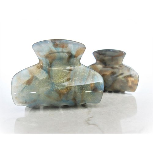 Generic Medium/small blue and gold glitter marbled hair claw clip (Primary color: Mostly gold), 1 Count (Pack of 1)