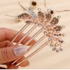 Missgrace Boho Prom Party Flower Floral Hair Combs Blue Pink Purple Bridal Wedding Shiny Hair Comb Crystal Rhinestones Women Hair Side Combs Hair Accessories for Women (Champagne)