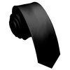 JEMYGINS 2.4" Black Skinny Tie and Pocket Square with Tie Clip Silk slim Necktie Sets for Men