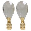 Royal Designs Radiant Teardrop 1.25" Clear Crystal Lamp Finial for Lamp Shade, Polished Brass Base - Set of 2