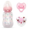 Pink Style Pacifier and Bottle 2 Piece Set Safest Reborn Baby Doll Accessories（Comes with an Extra Pink Magnetic Pacifier）