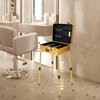 awolsrgiop Barber Case, Mobile Barber Station Professional Barber Toolbox with Gold Stand Portable Barber Chair Barber Clipper Case for Barbers to Store Pushers, Trimmers, Blades, Scissors, Combs