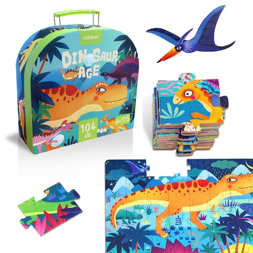 YOGEON Puzzles for Kids Ages 4-6, 6-8,100 Piece Dinosaur Puzzles for Toddler 3-5,Floor Puzzle Age 5-7 Children Learning Preschool Educational Puzzles for Boys (28''x16'')
