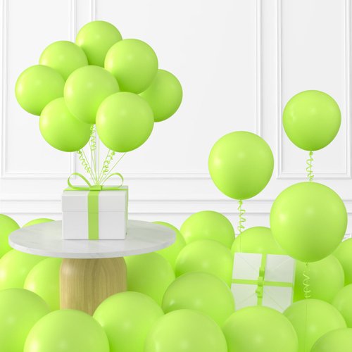 KALOR 12 Inch Lime Green Balloons, 3.2g/100 Pcs Thick Balloons, Matte Latex Balloons for Birthday Party, Wedding Decorations, Bridal Shower, Graduation Decorations, Baby Shower Décor
