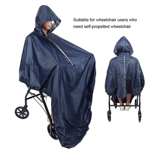 Canyita Wheelchair Poncho, Ultralight Waterproof Wheelchair Rain Cover Raincoat with Hood Wheelchair Rain Poncho for The Elderly Waterproof Raincoat with PVC Layer
